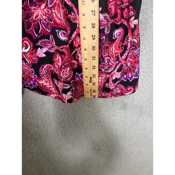 Catherines roll tab sleeve button up pink floral dressy stretch career girly 3X - Picture 6 of 9